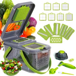 Krajalnica do warzyw 22w1 z ostrzami ze stali nierdzewnej i pojemnikiem do przechowywania - gadżet kuchenny