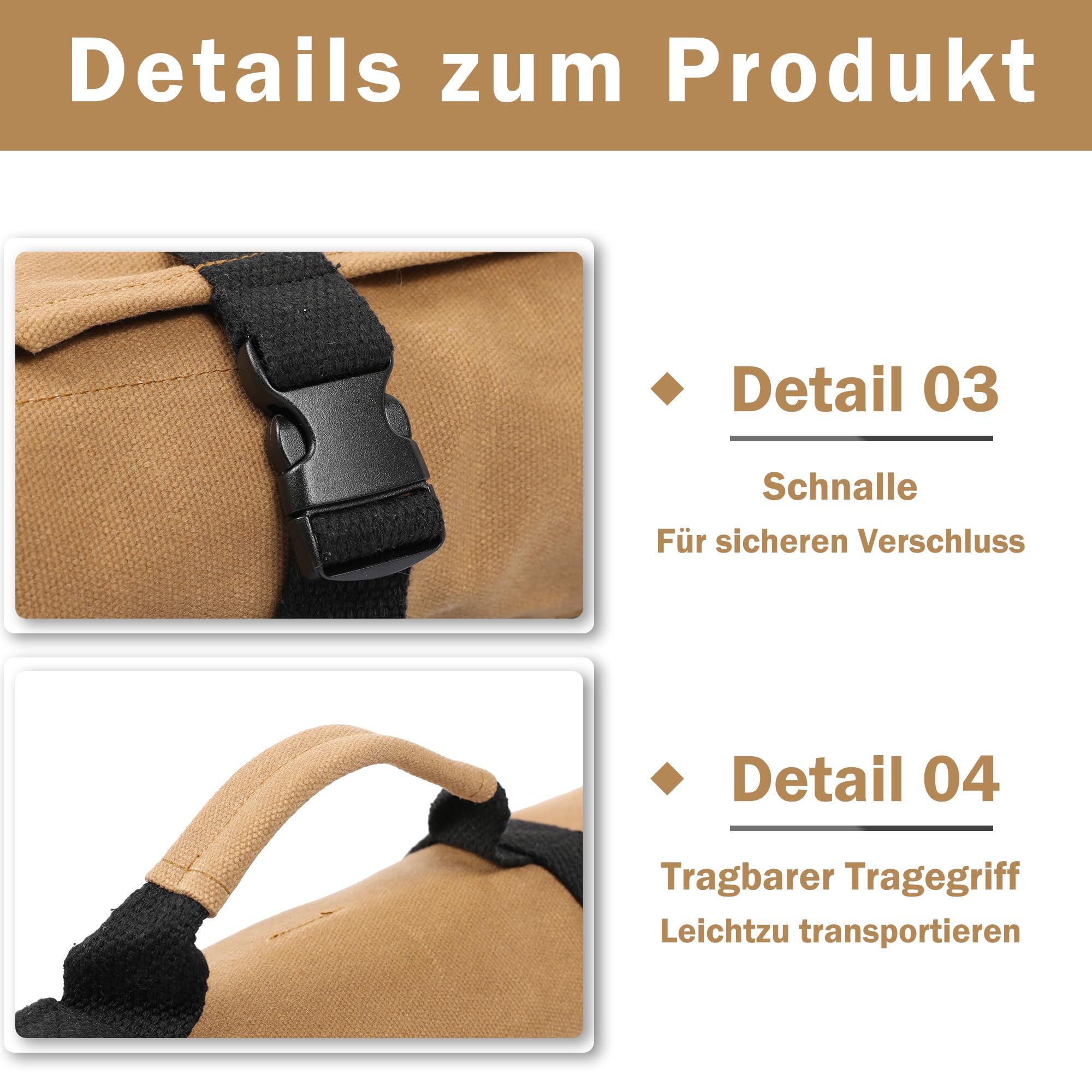 Torba na narzędzia, woskowane płótno, torba narzędziowa dla mechaników - obrazek 3