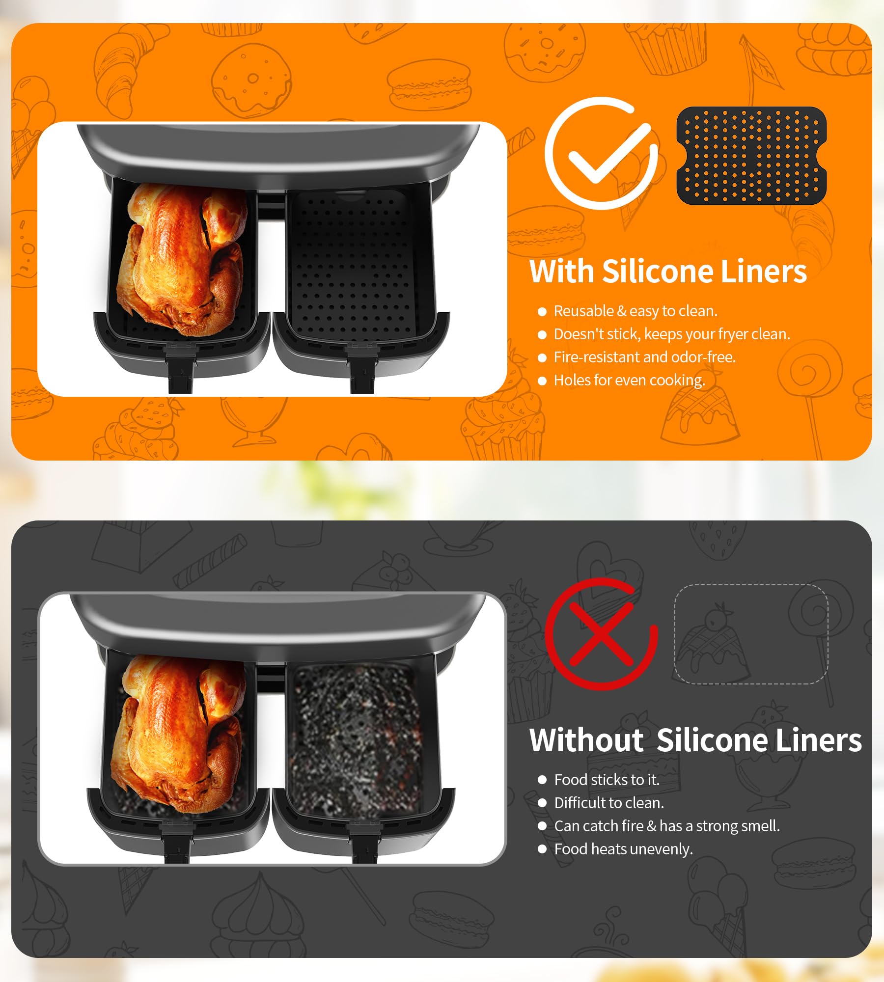 Zestaw 9 akcesoriów do frytownicy powietrznej Ankway z aluminium - dodatki do zdrowego gotowania - obrazek 4