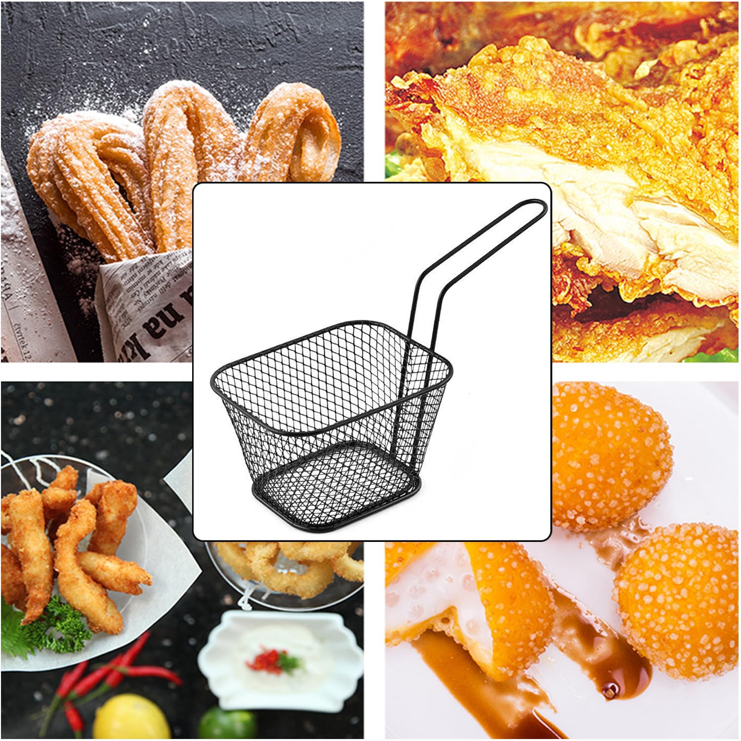 Zestaw 8 kratek do smażenia frytek ze stali nierdzewnej - idealne do smażenia frytek, skrzydełek kurczaka i przekąsek! - obrazek 3