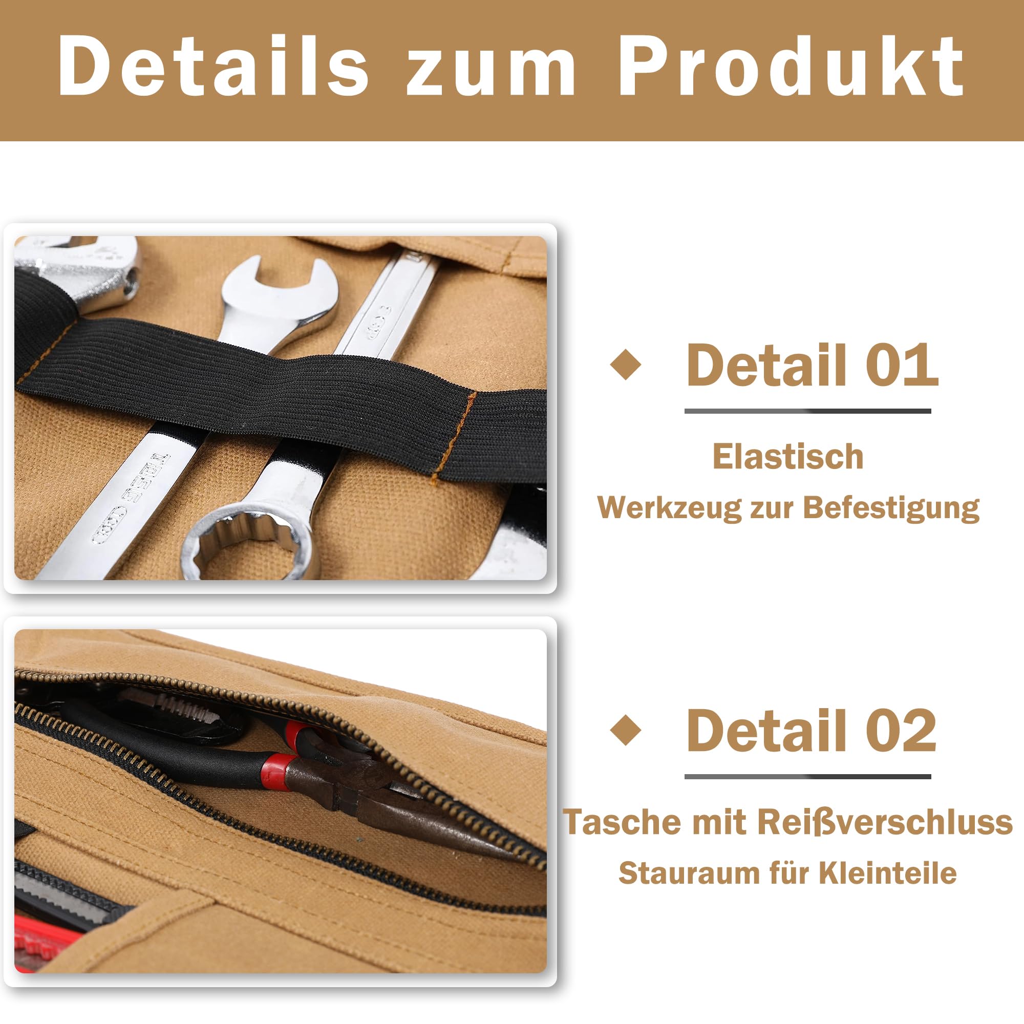 Torba na narzędzia, woskowane płótno, torba narzędziowa dla mechaników - obrazek 4