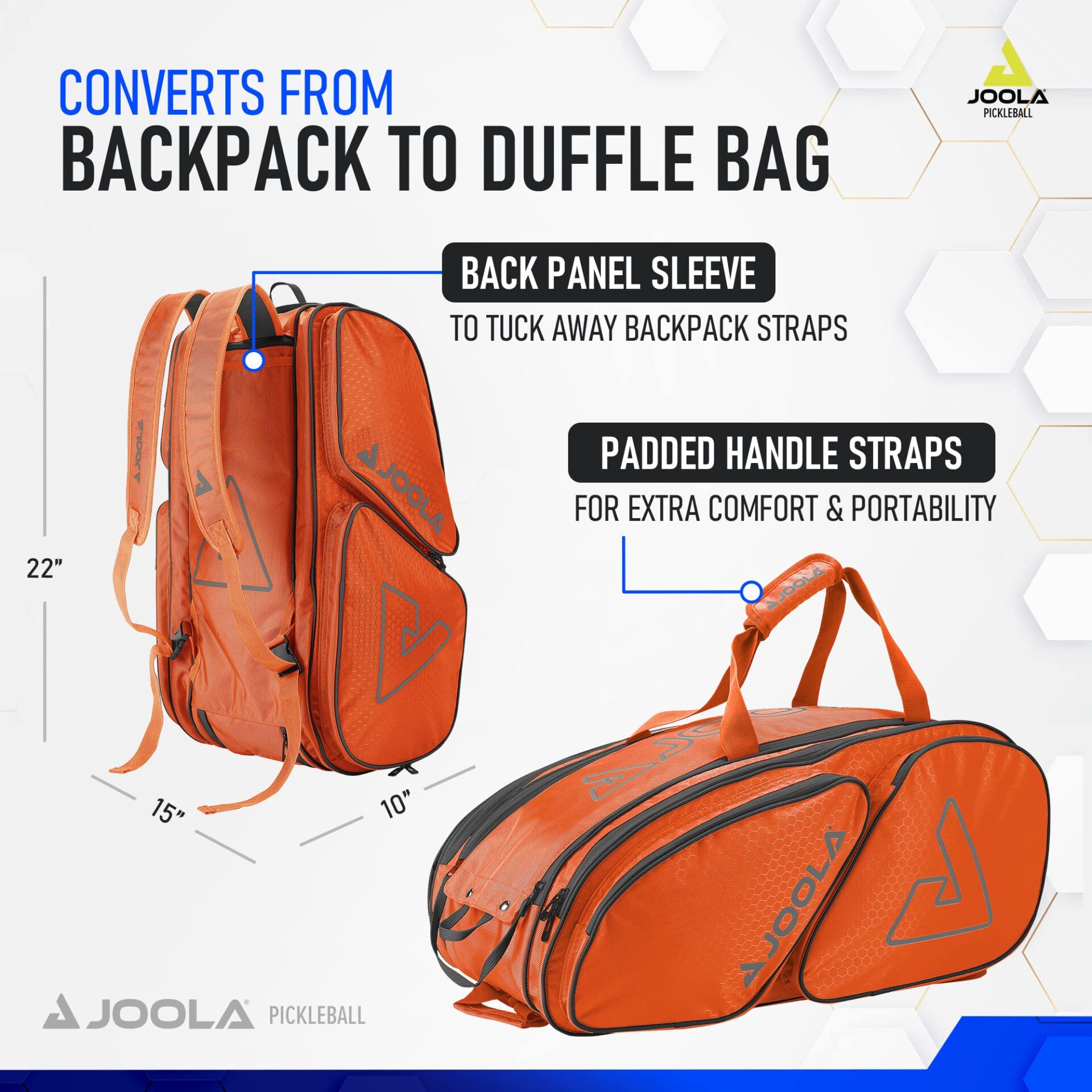 Torba JOOLA Tour Elite na pickleball z termoizolacyjnymi kieszeniami na 4 wiosła - pomarańczowo-szara - obrazek 5