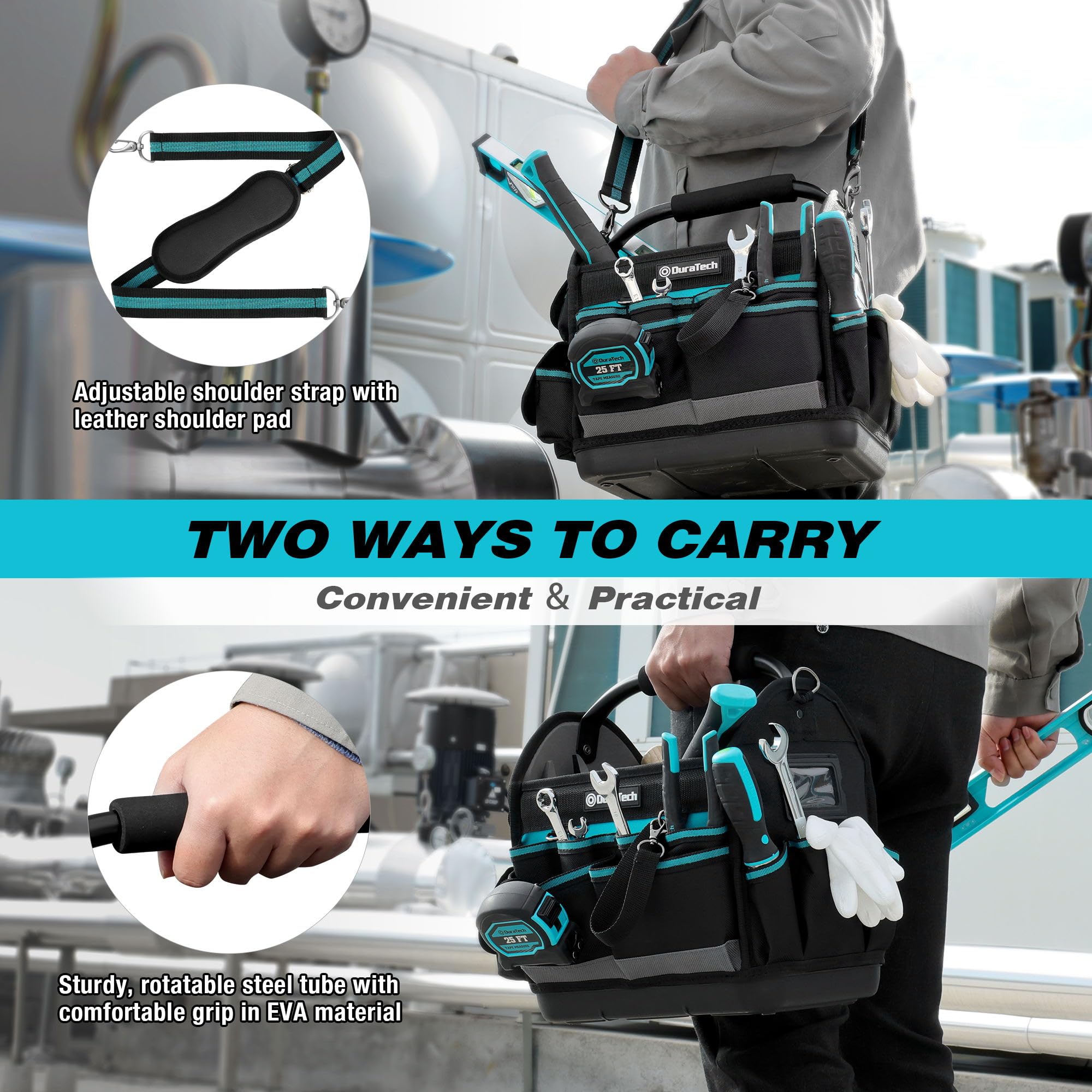 DURATECH Profesjonalna torba narzędziowa dla elektryków, Solidna torba - obrazek 3