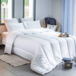 Luksusowa kołdra pikowana blanrêve na podwójne łóżko z miękkimi włóknami syntetycznymi - łatwa w utrzymaniu - biała - 240 x 220 cm