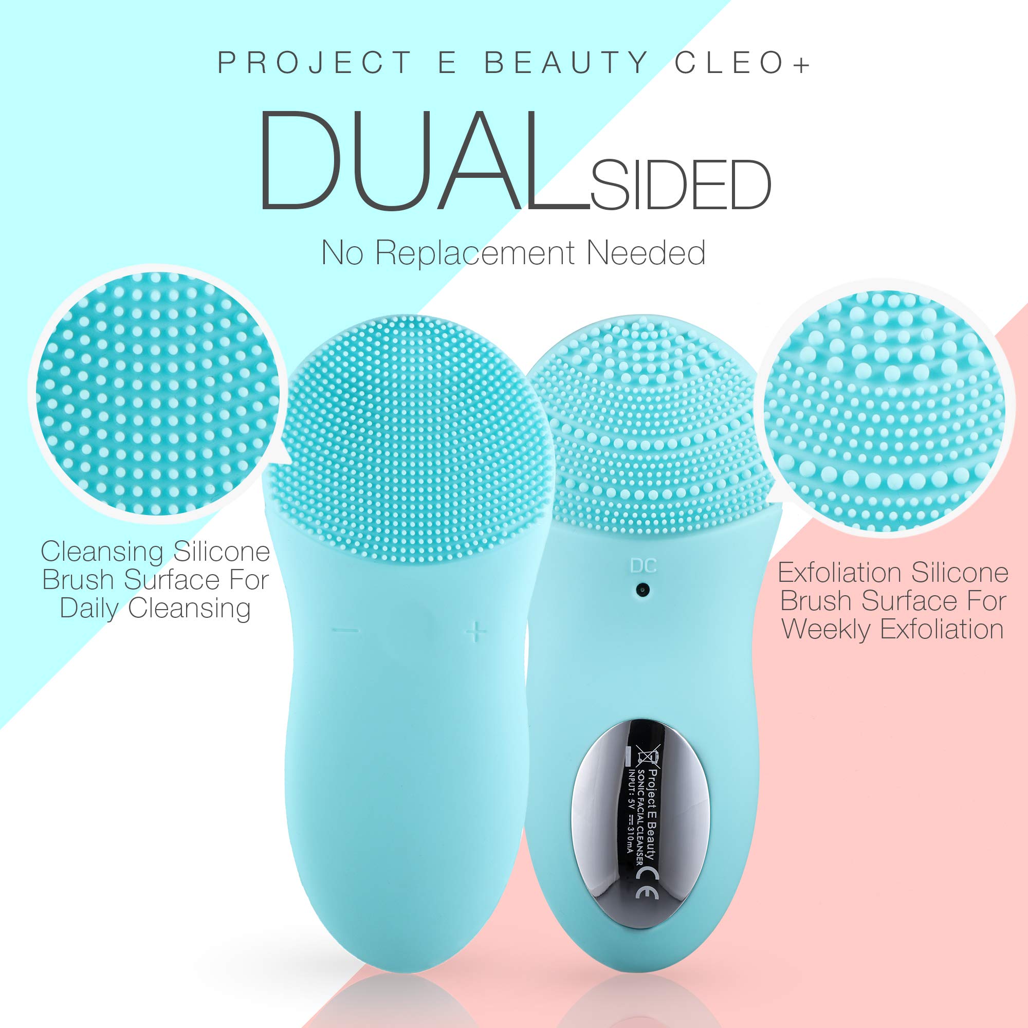CLEO Sonic Facial Cleansing Brush by Project E Beauty | Cleansing and Exfoliating | Wireless Portable Cleanser | Massager Brush | Travel Size | Waterproof Soft Silicone
CLEO Szczoteczka do Czyszczenia Twarzy Sonic od Project E Beauty | Oczyszczanie i Peeling | Bezprzewodowy Przenośny Oczyszczacz | Szczoteczka Masażera | Rozmiar Podróżny | Wodoodporny Miękki Silikon - obrazek 2