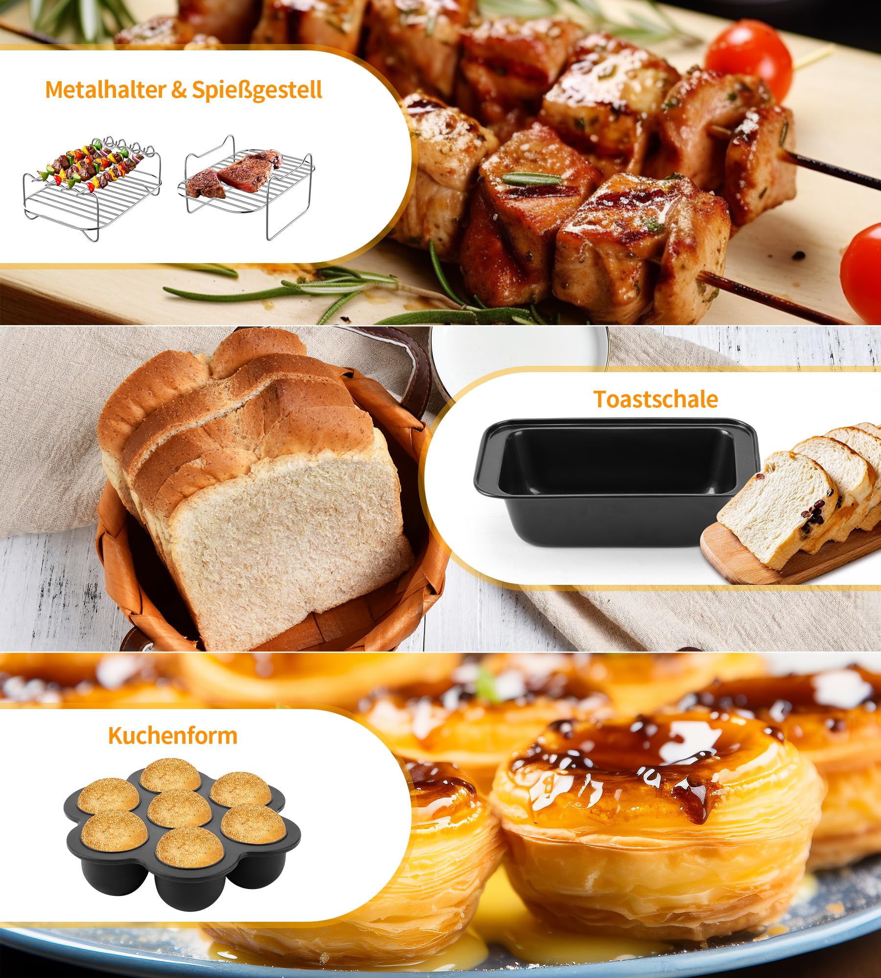 12-piece Air Fryer Accessories Set for Ninja Air Fryer AF500EU AF400EU AF300EU Innsky Princess Emerio - Dual 2024 Hot Air Fryer Accessories Stand, Polish-Language Kit - obrazek 6