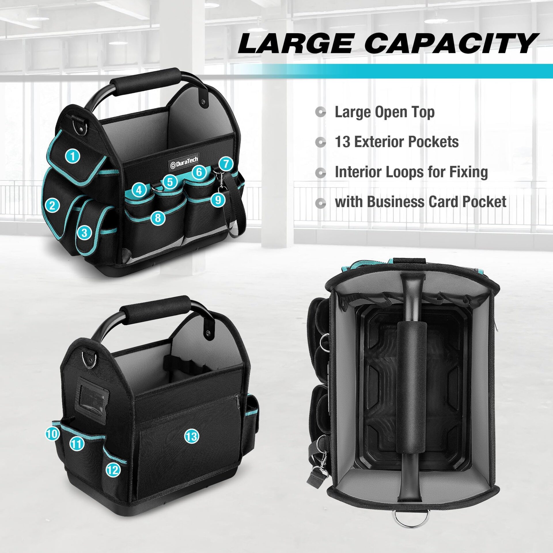 DURATECH Profesjonalna torba narzędziowa dla elektryków, Solidna torba - obrazek 6