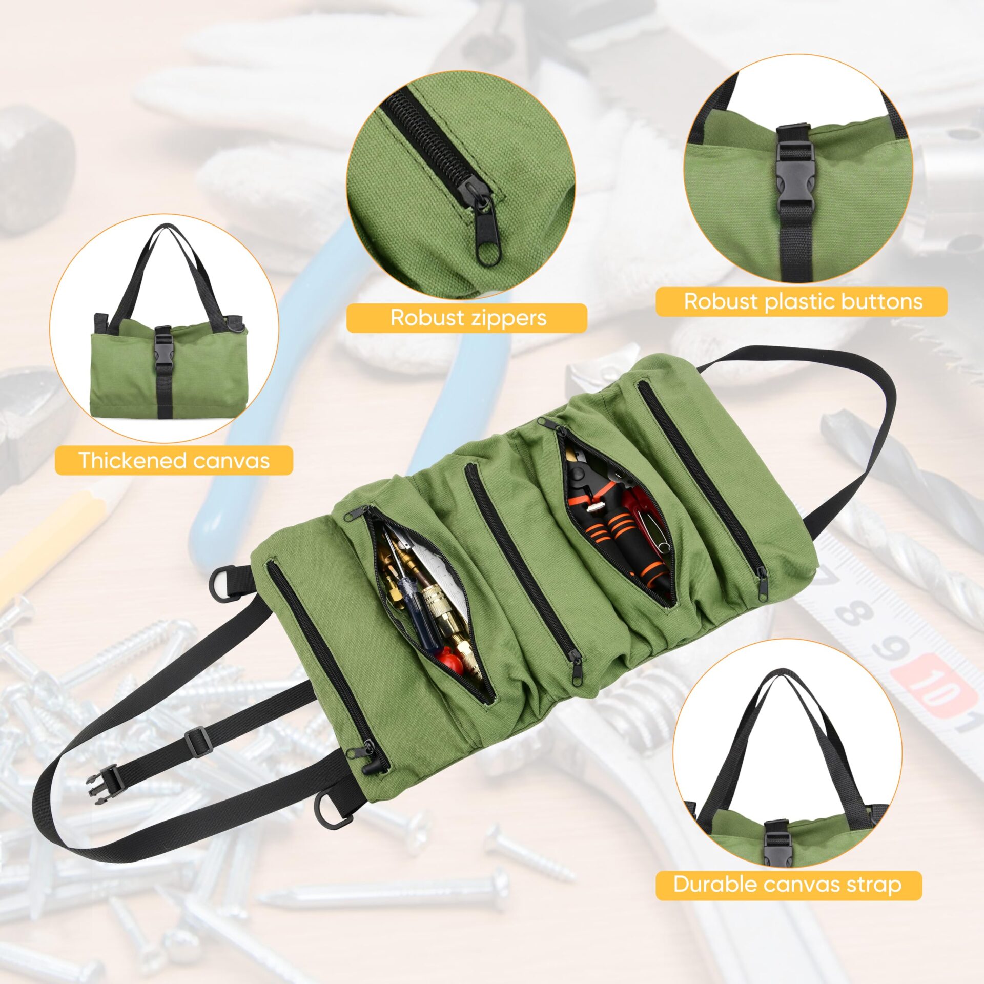 Torba na narzędzia dla elektryków i stolarzy z 5 kieszeniami - obrazek 6