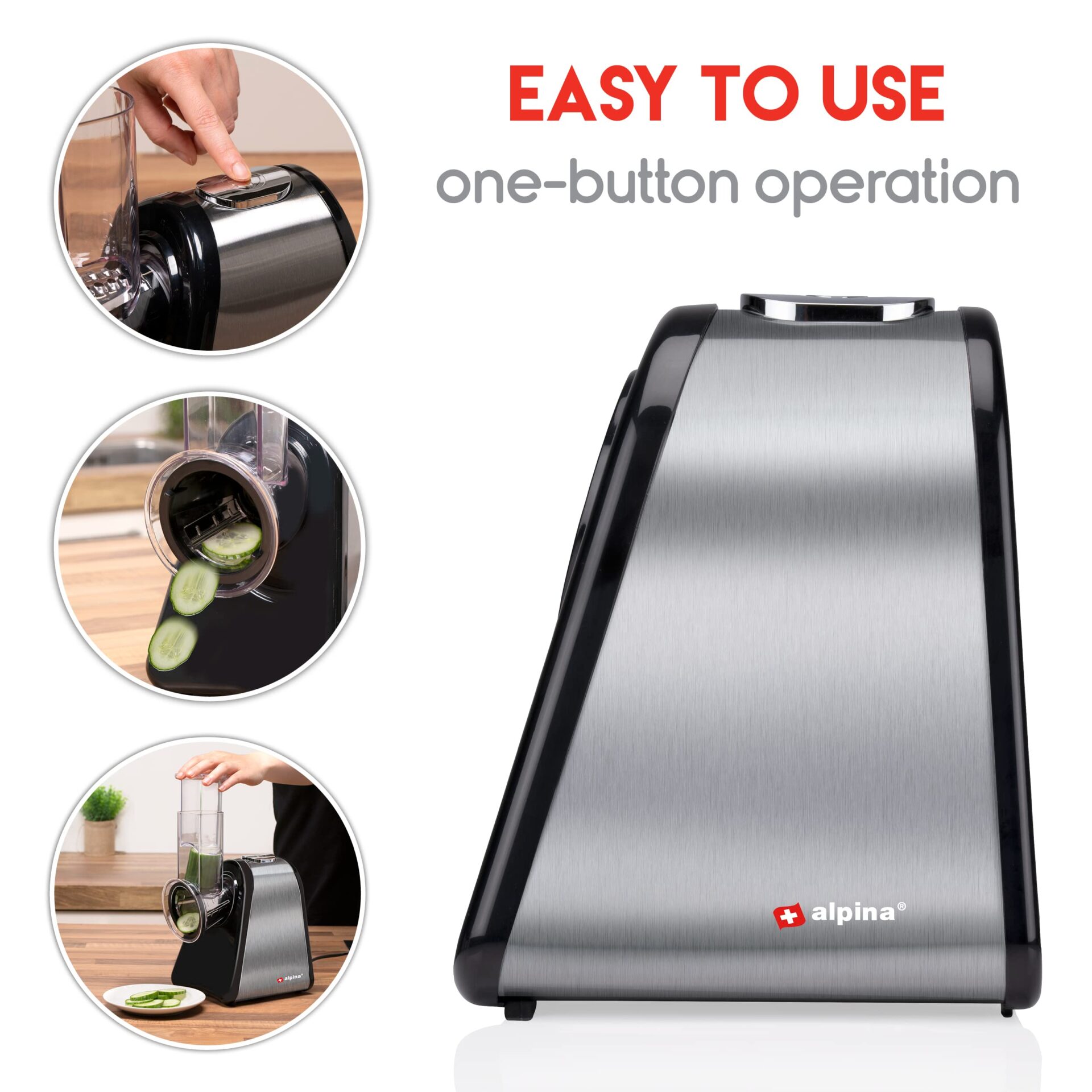 alpina Elektryczna szatkownica do warzyw 4 w 1 - wielofunkcyjna tarka - obrazek 5