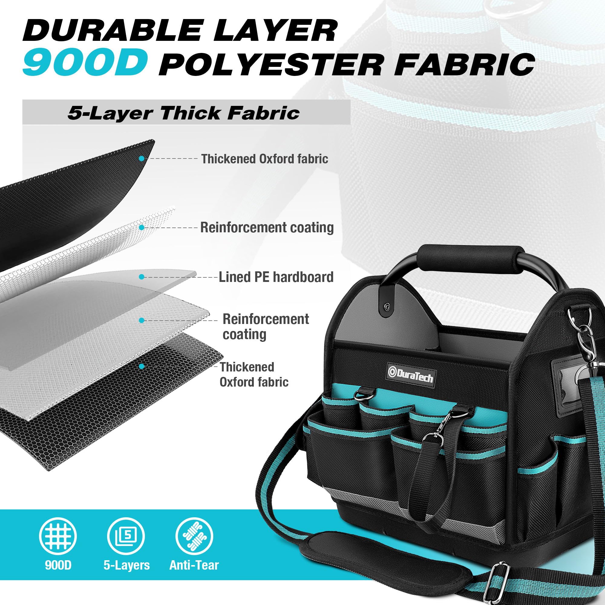 DURATECH Profesjonalna torba narzędziowa dla elektryków, Solidna torba - obrazek 5