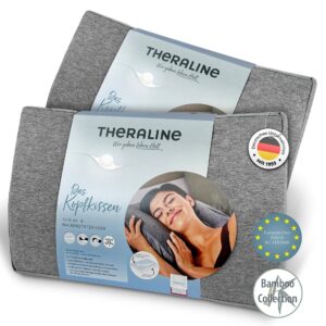 Poduszka Theraline ortopedyczna poduszka do spania i pod kark ochrona patentowa wraz z poszewką zewnętrzną z kolekcji bambusowej melanżowy średni szary