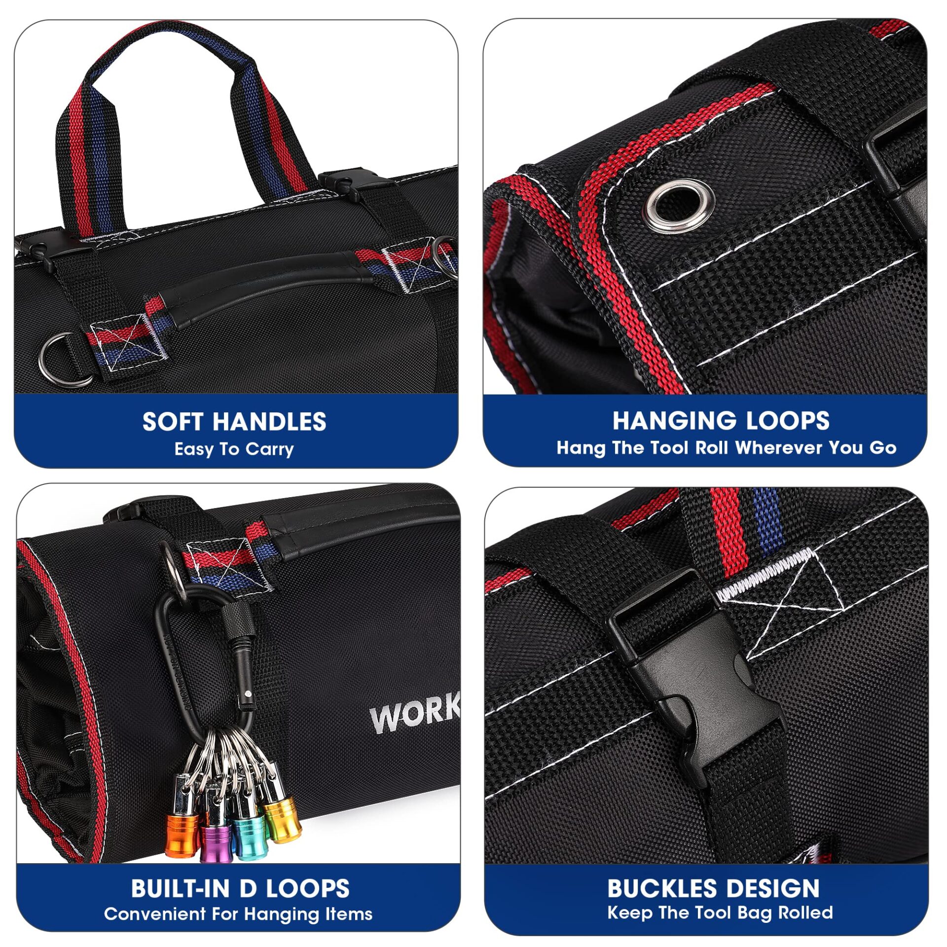WORKPRO Torba na narzędzia, zwijana torba uniwersalna, 57 x 36 cm orga - obrazek 5