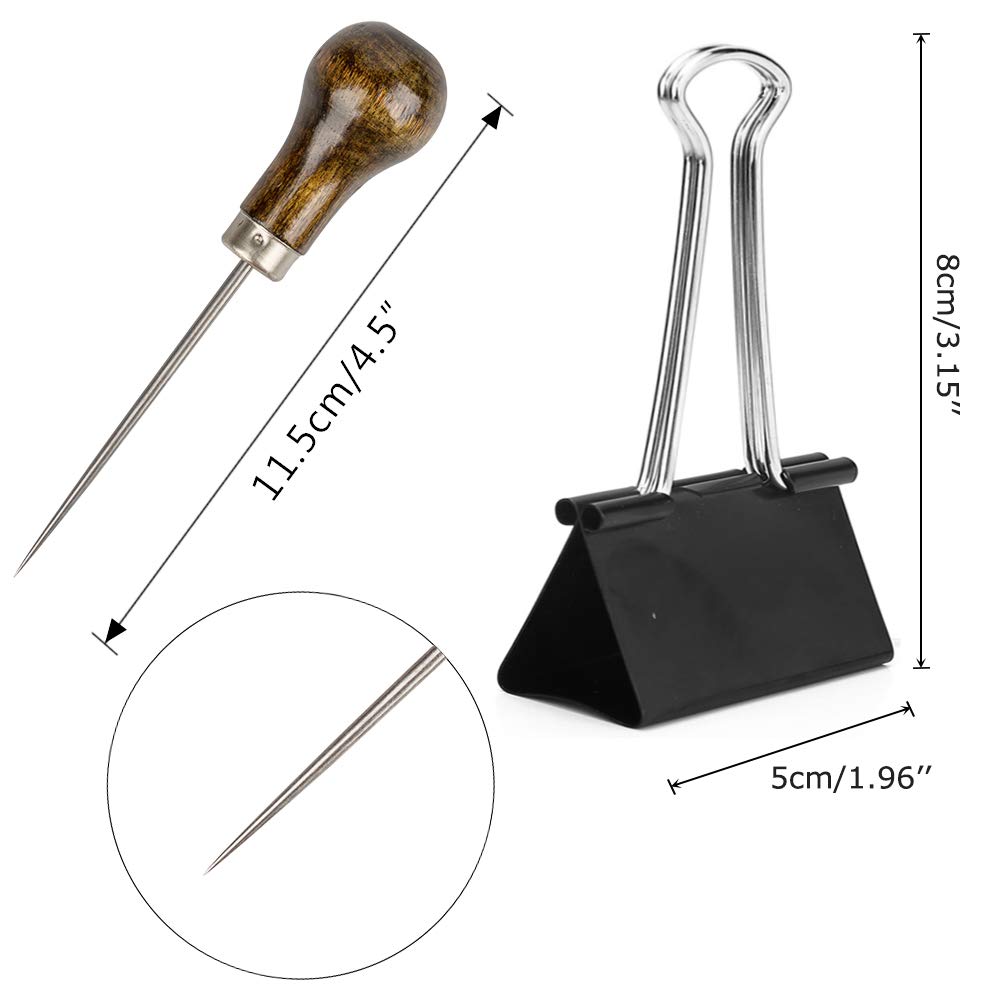 Zestaw 20 narzędzi do introligatorstwa DaKuan: składacz do kości, woskowany sznurek lniany, drewniana rączka, szydełka z dużym oczkiem, klipsy introligatorskie - idealne do ręcznego tworzenia książek i prac rękodzielniczych - obrazek 7