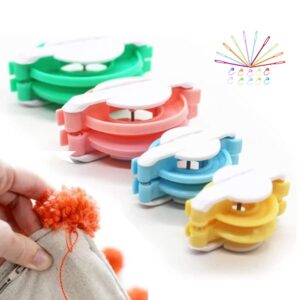 Zestaw do robienia pomponów: 4 rozmiary, 10 markerów do haftu, 10 plastikowych igieł