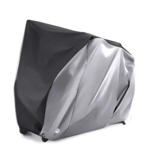 Alfheim Pokrowiec na rower na 2 rowery - 210D Oxford wytrzymały na zewnątrz - wodoodporne oddychające pokrowce rowerowe z 2 otworami na zamek antykradzieżowy - przeciwpyłowa rdza deszcz śnieg UV z torbą do przechowywania