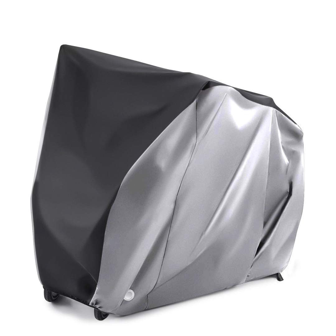 Alfheim Pokrowiec na rower na 2 rowery - 210D Oxford wytrzymały na zewnątrz - wodoodporne oddychające pokrowce rowerowe z 2 otworami na zamek antykradzieżowy - przeciwpyłowa rdza deszcz śnieg UV z torbą do przechowywania