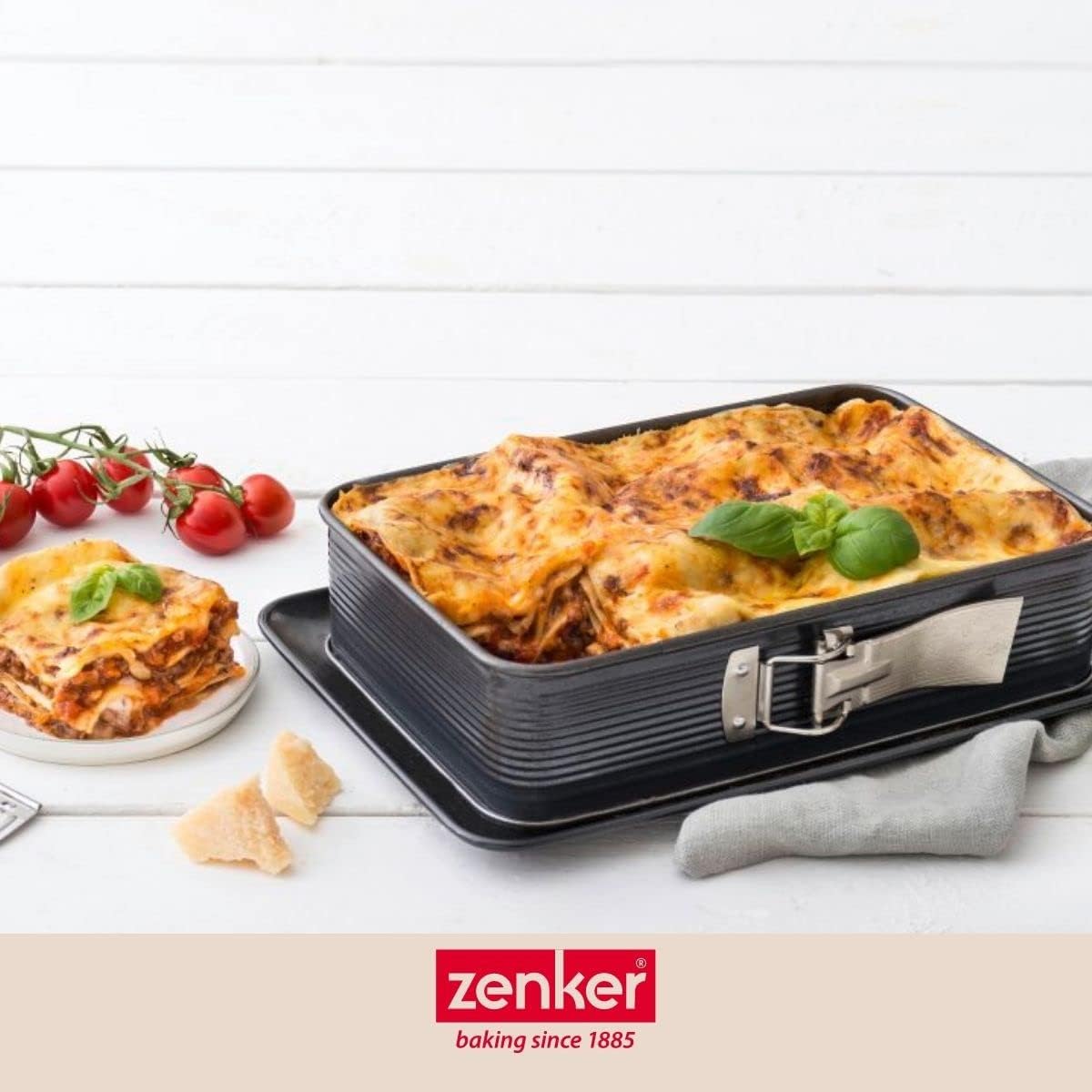 Forma do pieczenia Zenker 7021 Lasagne DELUXE z emaliowaną płaską podstawą - idealna ochrona przed wyciekiem! - obrazek 4