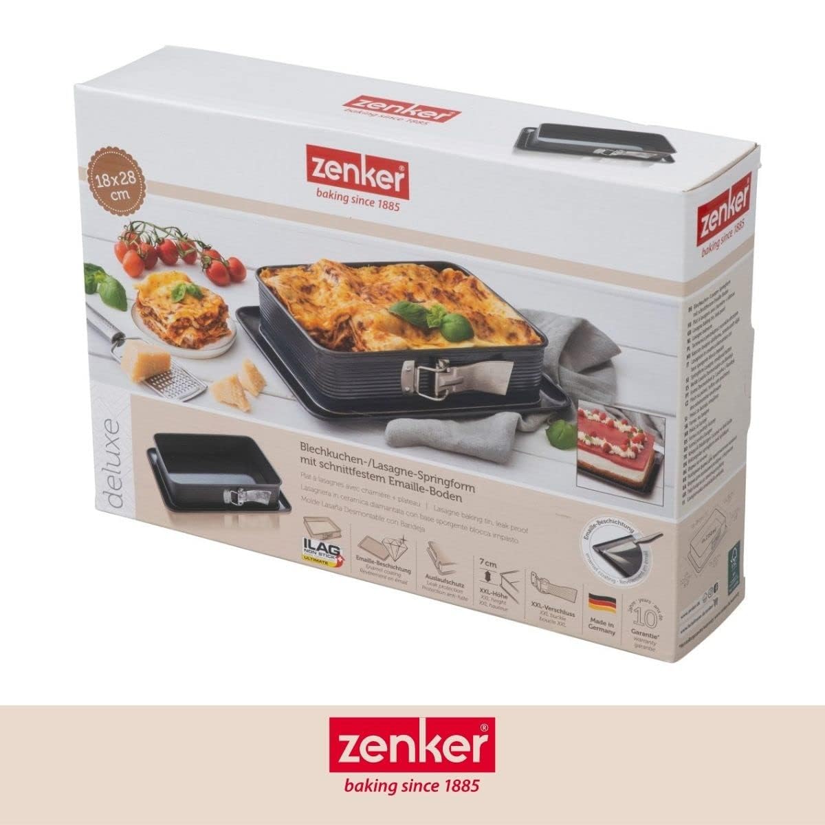 Forma do pieczenia Zenker 7021 Lasagne DELUXE z emaliowaną płaską podstawą - idealna ochrona przed wyciekiem! - obrazek 8