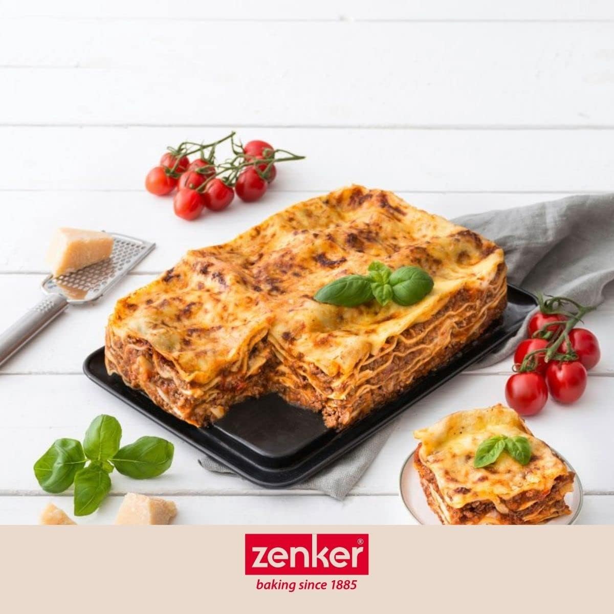 Forma do pieczenia Zenker 7021 Lasagne DELUXE z emaliowaną płaską podstawą - idealna ochrona przed wyciekiem! - obrazek 6
