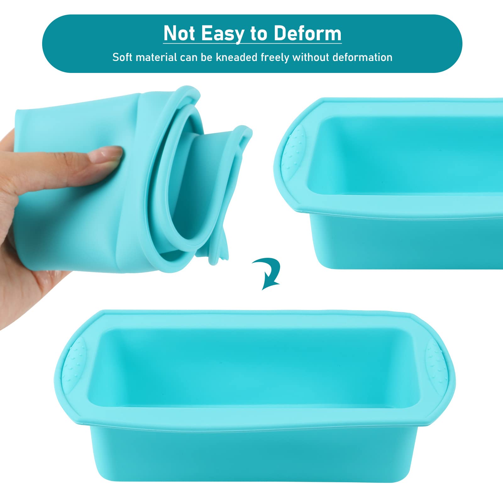 GEFIRE Prostokątna Forma Silikonowa do Ciasta 21x9x6 cm - Idealna Forma do Pieczenia Chleba i Ciast (Niebieska) - obrazek 5