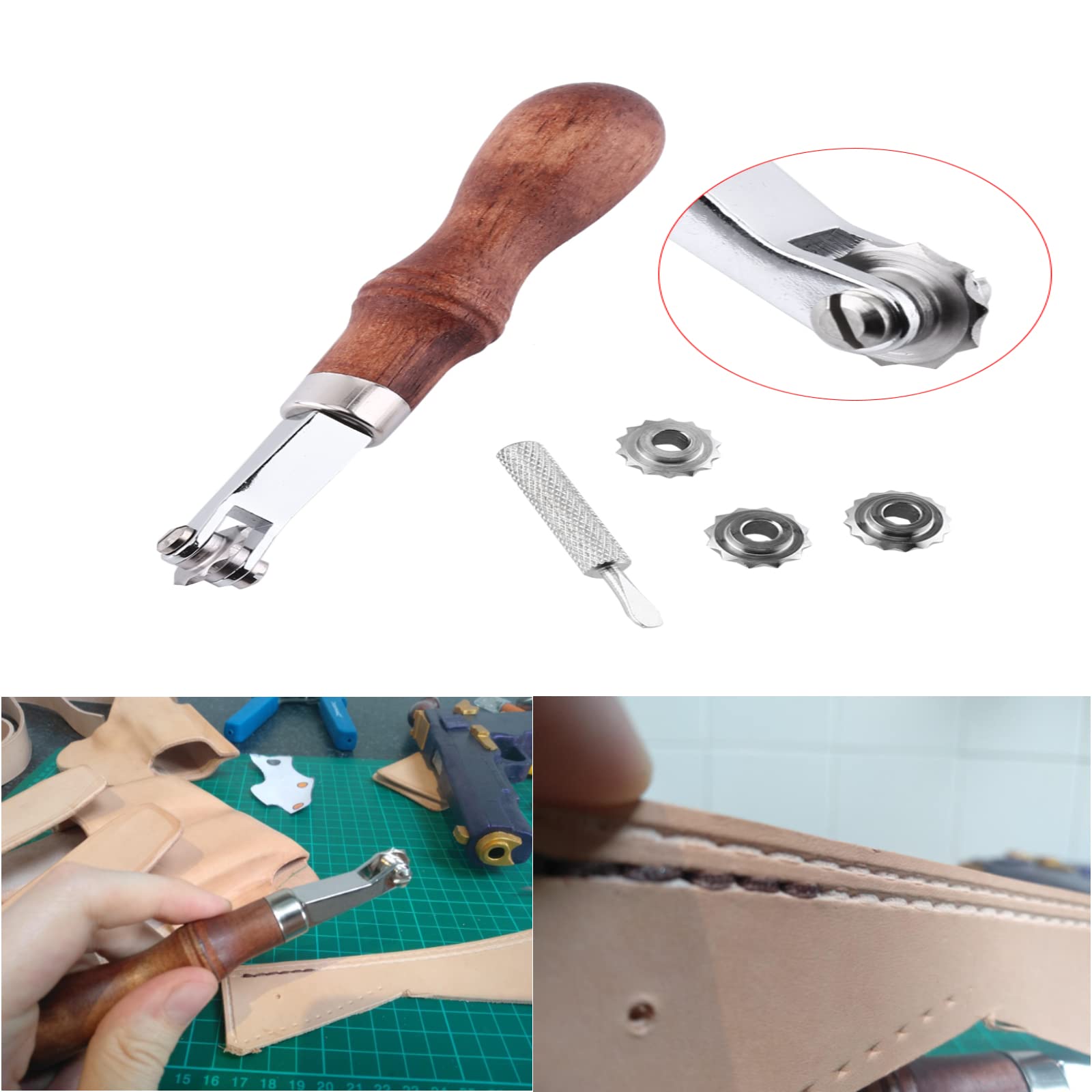 1pc Leathercraft Spacer Prägesystem Set Leder Nähen Design-Tool für Ha - obrazek 9