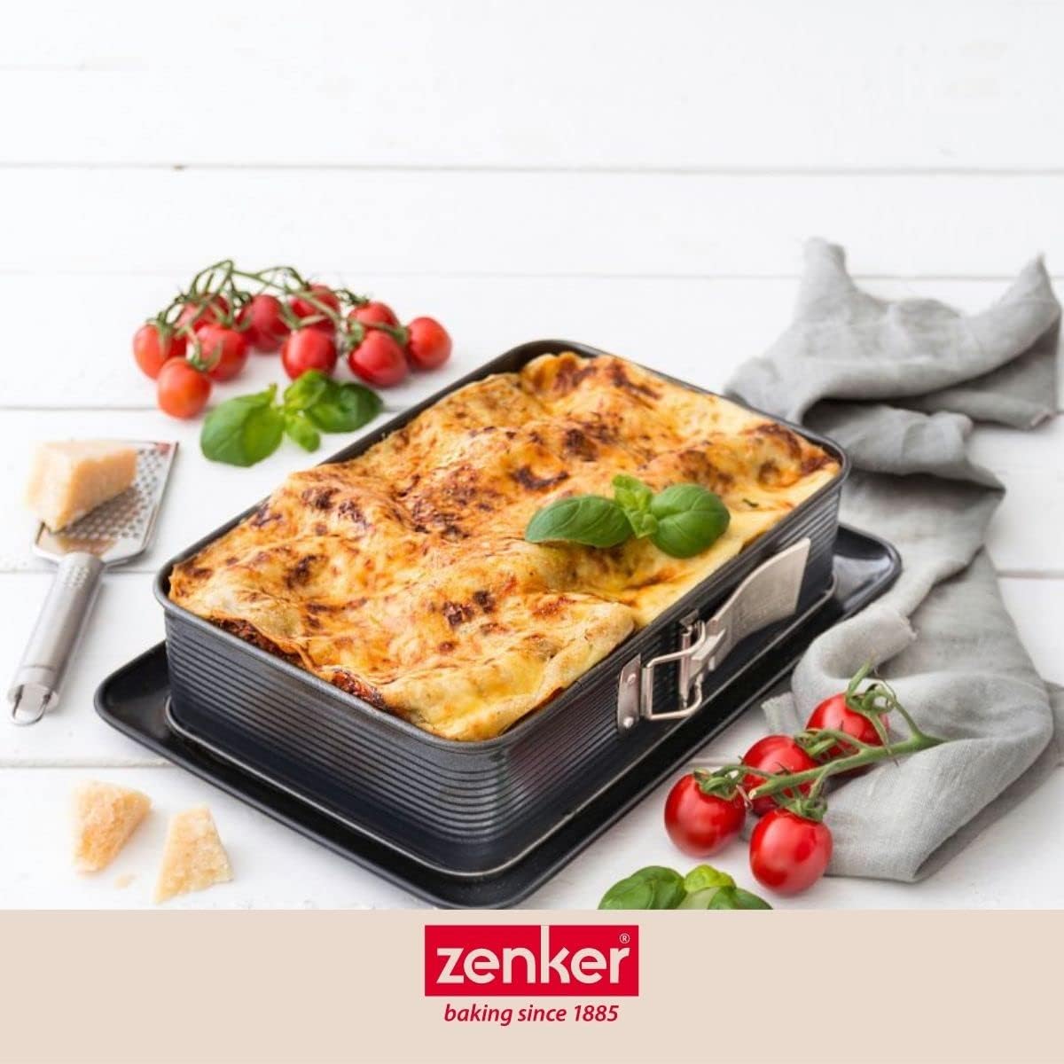 Forma do pieczenia Zenker 7021 Lasagne DELUXE z emaliowaną płaską podstawą - idealna ochrona przed wyciekiem! - obrazek 3