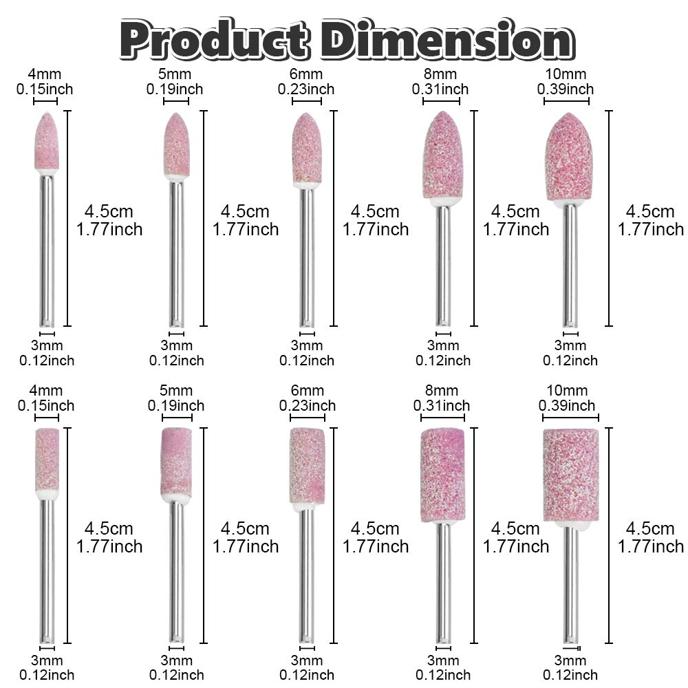100 szt. głowic polerskich 3 mm trzpień ścierny kamień ścierny trzpień mocowany do kamienia akcesoria do szlifowania polerowania agatu formy jadeitowej miedź i aluminium - obrazek 7