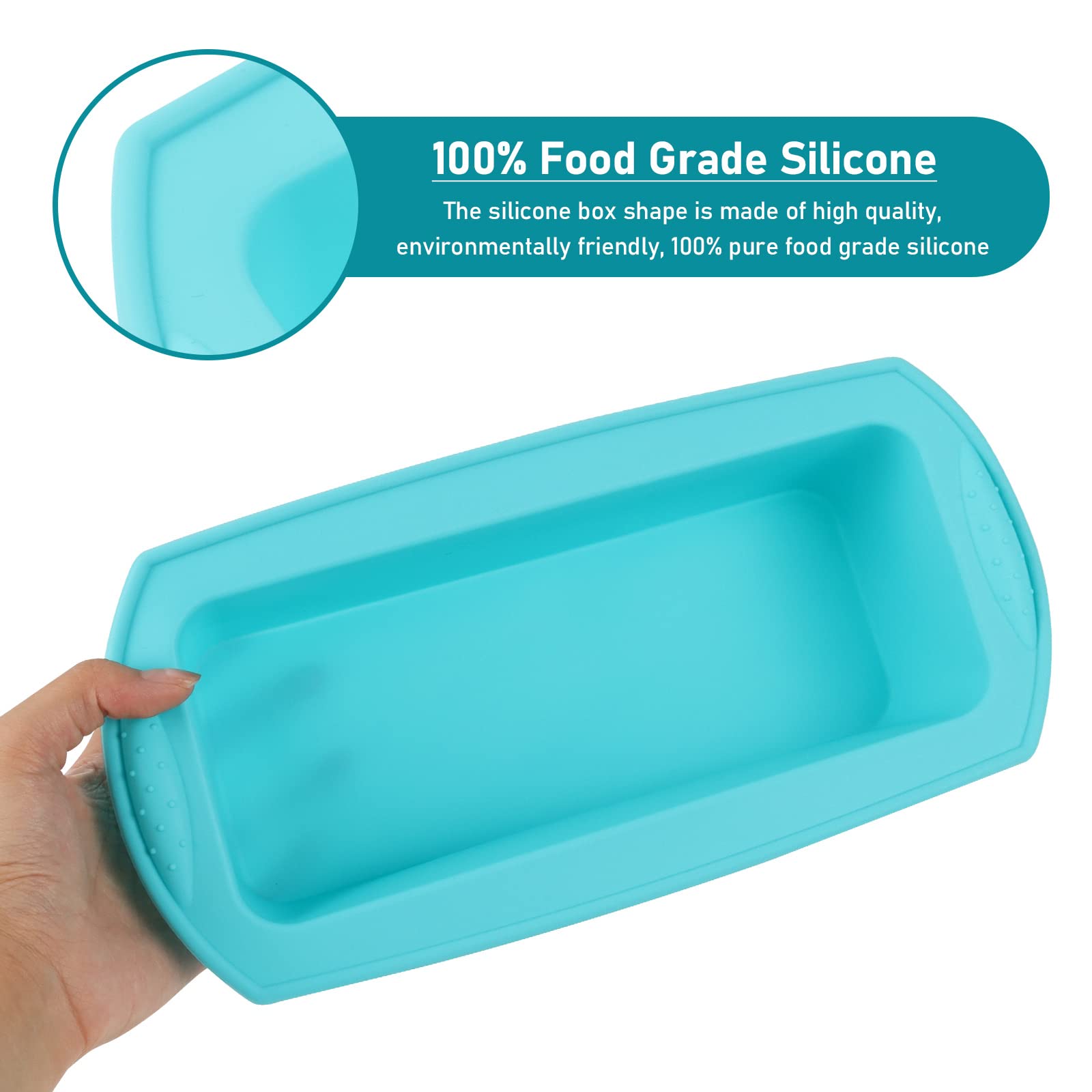 GEFIRE Prostokątna Forma Silikonowa do Ciasta 21x9x6 cm - Idealna Forma do Pieczenia Chleba i Ciast (Niebieska) - obrazek 6