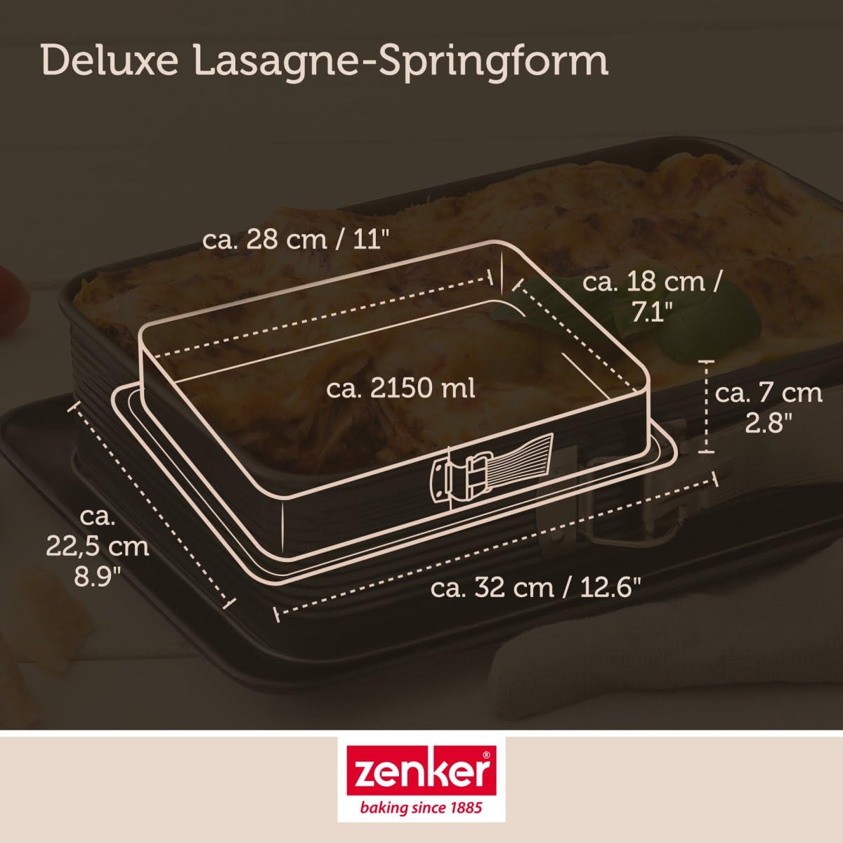 Forma do pieczenia Zenker 7021 Lasagne DELUXE z emaliowaną płaską podstawą - idealna ochrona przed wyciekiem! - obrazek 7