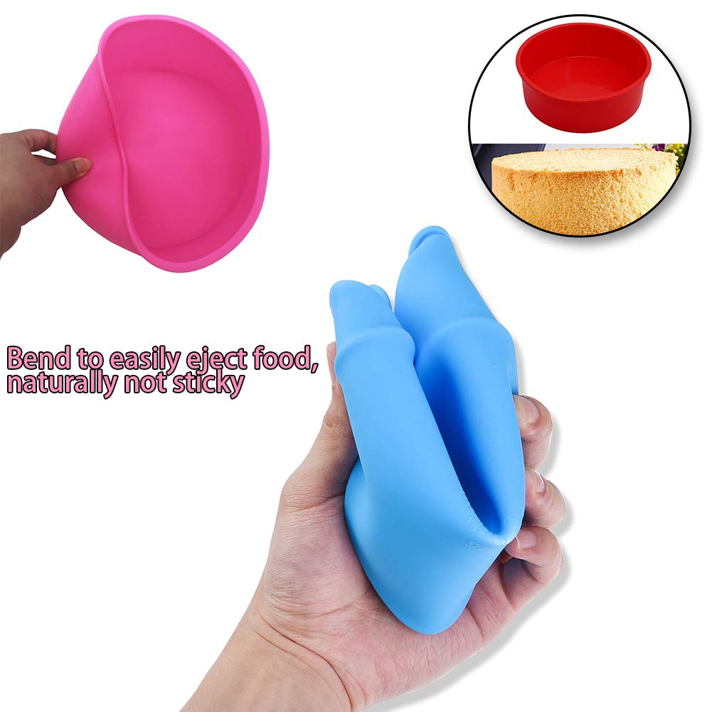 Formy do pieczenia ciast silikonowe - zestaw 3 sztuk, idealne do wypiekania okrągłych ciast i chleba, nieprzywierające, różne rozmiary (4”, 6”, 8”) - obrazek 3