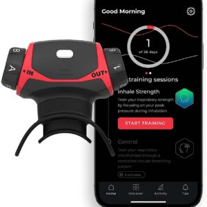 Airofit Pro Breathing Exercise Device + Virtual Breathing Coach App | Muscle Trainer for Enhanced Lung Capacity Physical Performance & General Well-Being | Excellent for Athletes & Everyday People