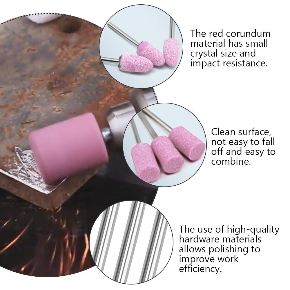 100 szt. głowic polerskich 3 mm trzpień ścierny kamień ścierny trzpień mocowany do kamienia akcesoria do szlifowania polerowania agatu formy jadeitowej miedź i aluminium - obrazek 6