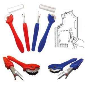 Świat pomysł koła dla krawców + nóż dziurki - koło śledzenia tkaniny koło z uchwytem narzędzia do szycia z zębami ciśnieniowymi do usuwania zgrywania haftu pikowanie (czerwony)