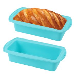 GEFIRE Prostokątna Forma Silikonowa do Ciasta 21x9x6 cm - Idealna Forma do Pieczenia Chleba i Ciast (Niebieska)
