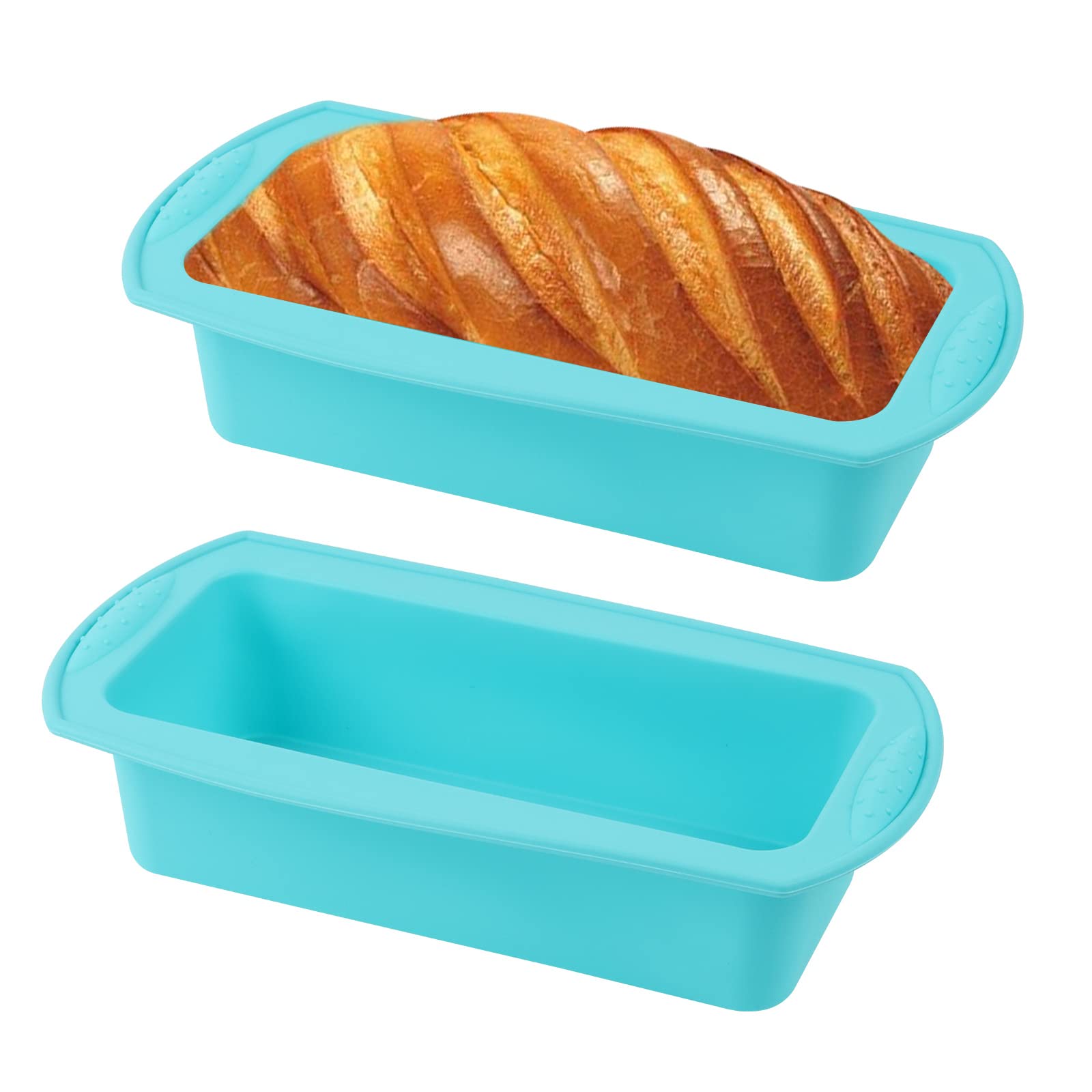 GEFIRE Prostokątna Forma Silikonowa do Ciasta 21x9x6 cm - Idealna Forma do Pieczenia Chleba i Ciast (Niebieska)