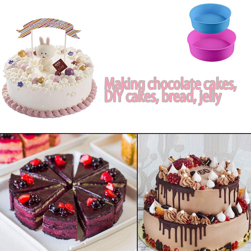 Formy do pieczenia ciast silikonowe - zestaw 3 sztuk, idealne do wypiekania okrągłych ciast i chleba, nieprzywierające, różne rozmiary (4”, 6”, 8”) - obrazek 5