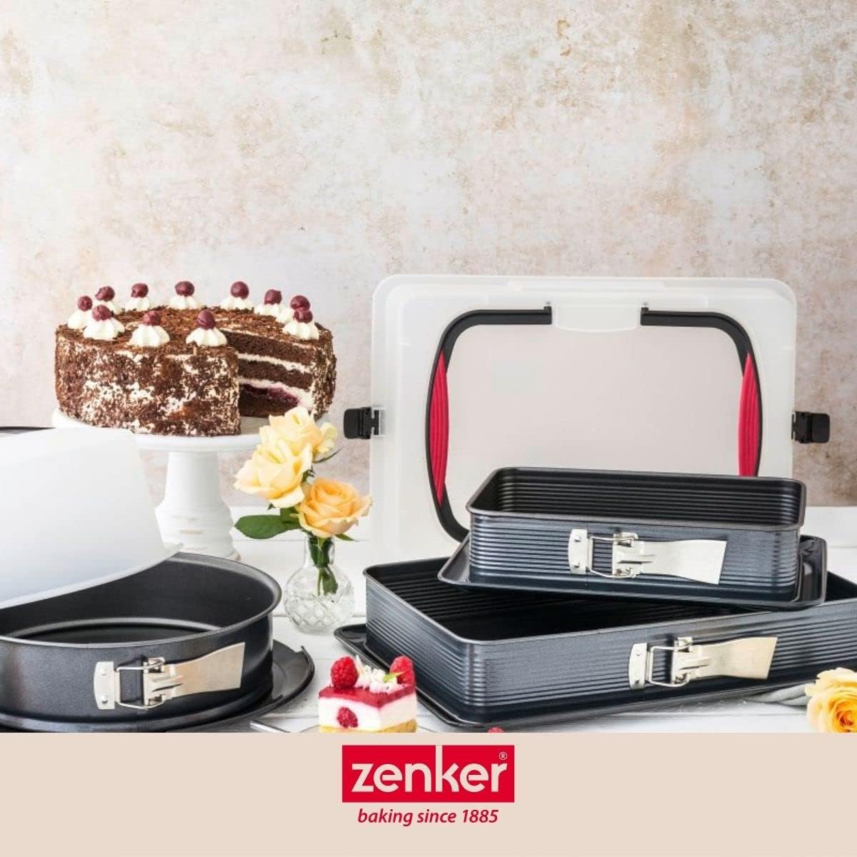 Forma do pieczenia Zenker 7021 Lasagne DELUXE z emaliowaną płaską podstawą - idealna ochrona przed wyciekiem! - obrazek 2