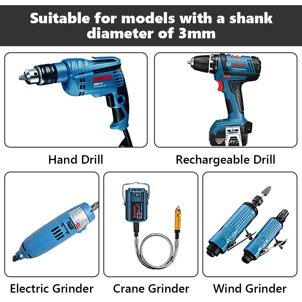 100 szt. głowic polerskich 3 mm trzpień ścierny kamień ścierny trzpień mocowany do kamienia akcesoria do szlifowania polerowania agatu formy jadeitowej miedź i aluminium - obrazek 3