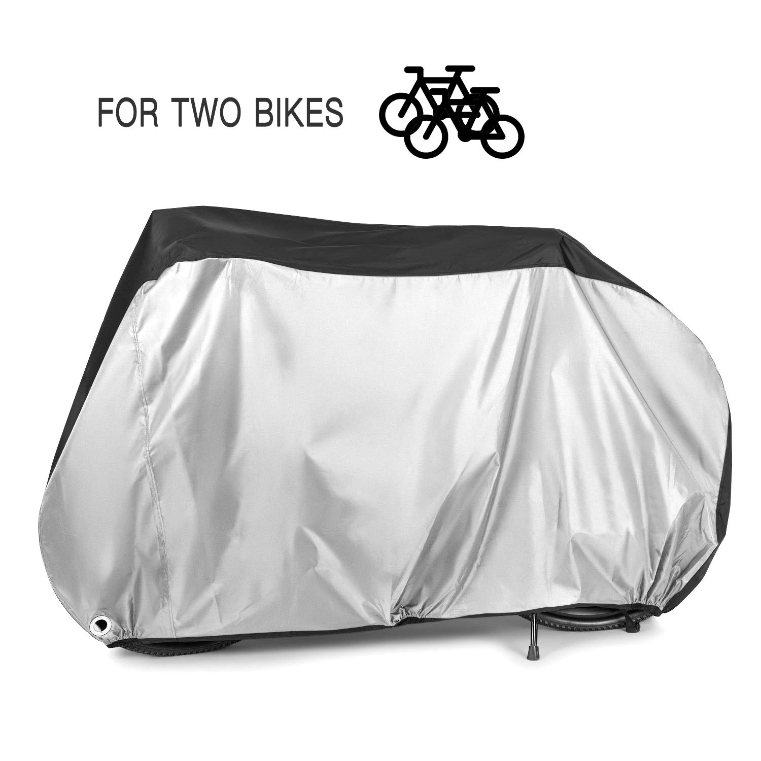 Alfheim Pokrowiec na rower na 2 rowery - 210D Oxford wytrzymały na zewnątrz - wodoodporne oddychające pokrowce rowerowe z 2 otworami na zamek antykradzieżowy - przeciwpyłowa rdza deszcz śnieg UV z torbą do przechowywania - obrazek 6