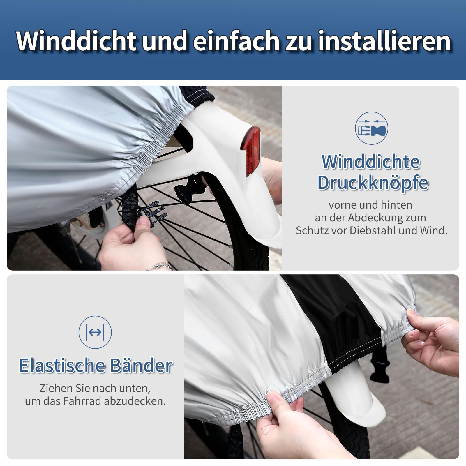 Pokrowiec na rower LIHAO 190T - Wodoodporny i ochronny - Idealna ochrona dla Twojego roweru - obrazek 5