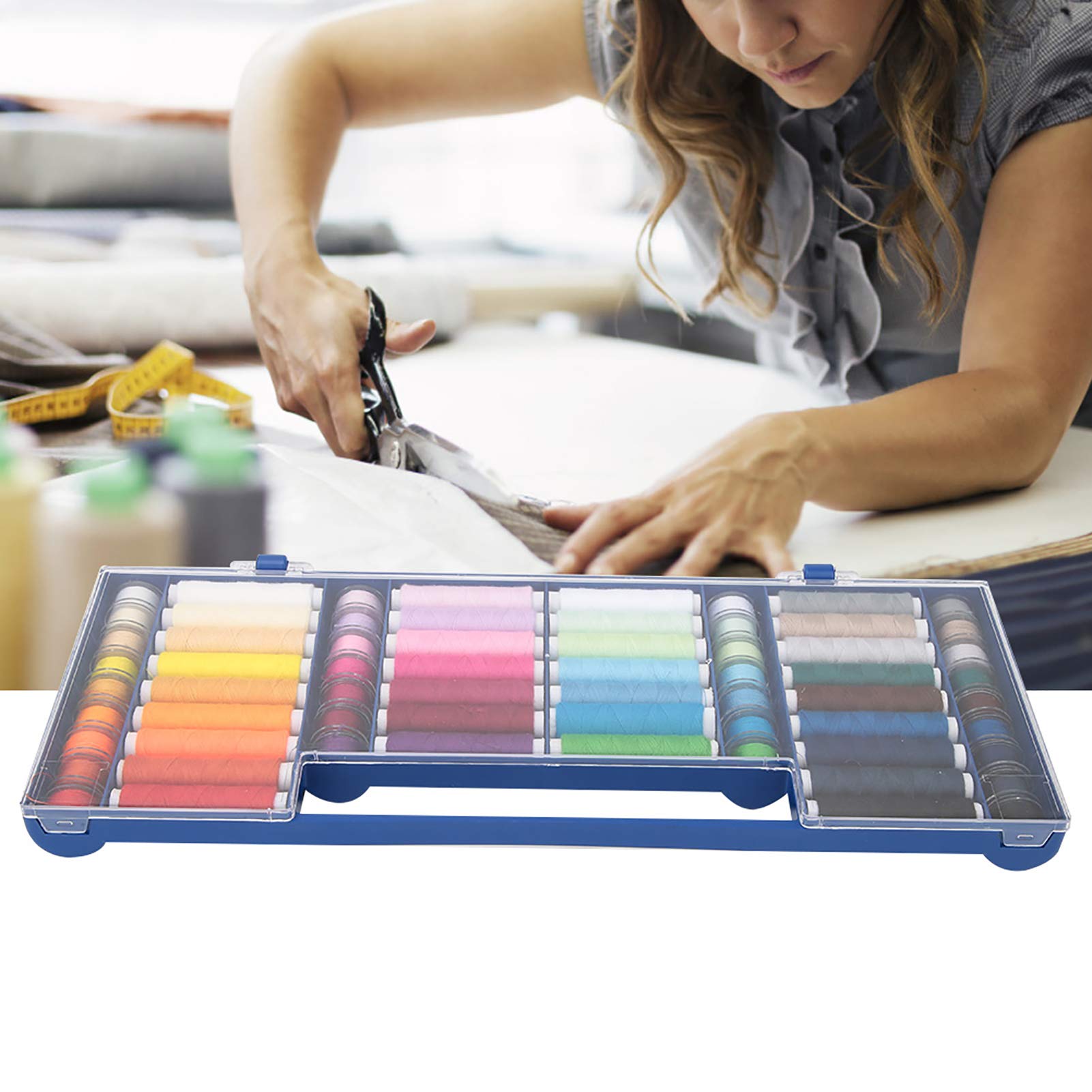 Jeanoko Zestaw nici do szycia, 32 kolory, 64, szpulka, zestaw szpuli z - obrazek 5