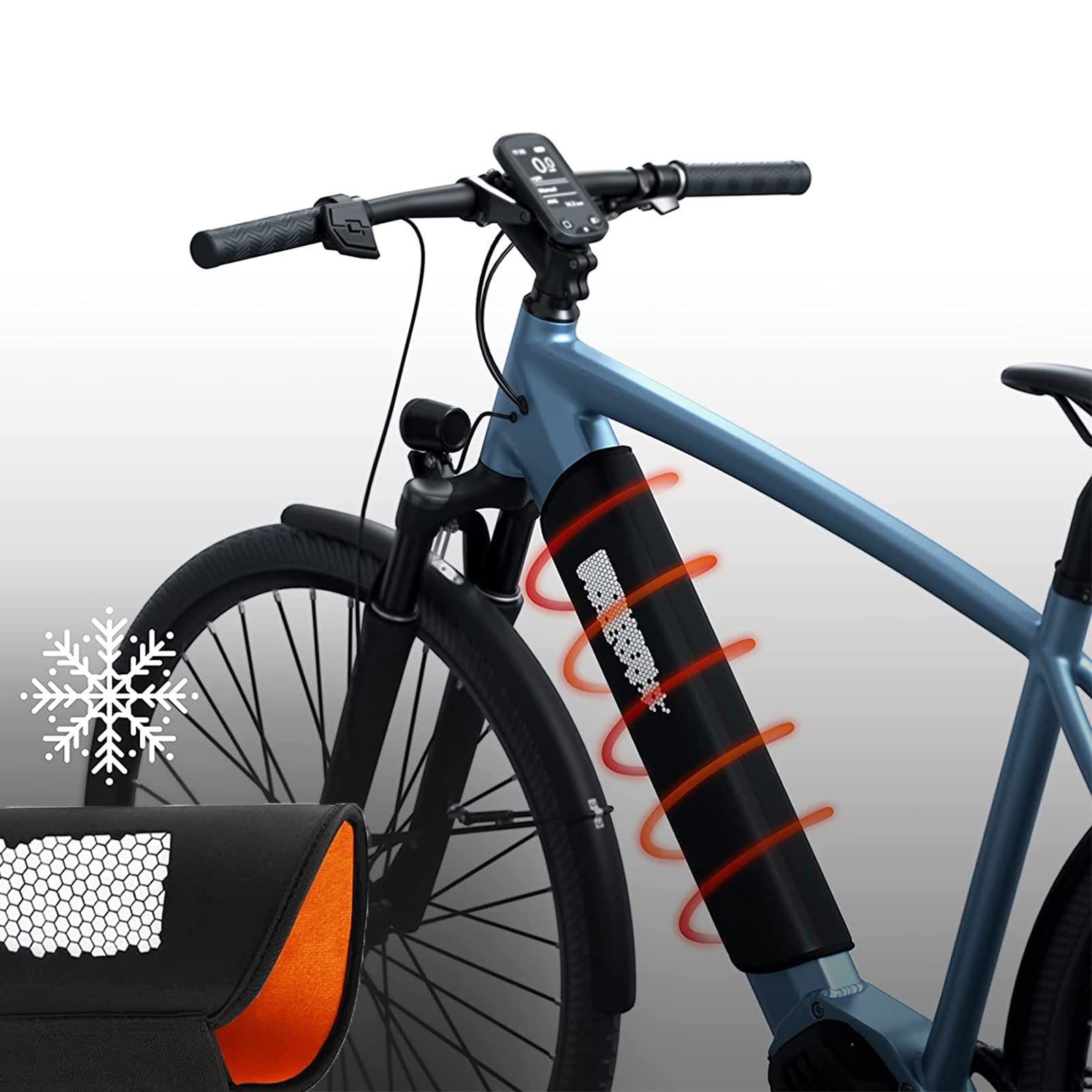 Uniwersalny pokrowiec ochronny na akumulator do roweru elektrycznego z odblaskami - wydłużony czas pracy i żywotność - obrazek 7