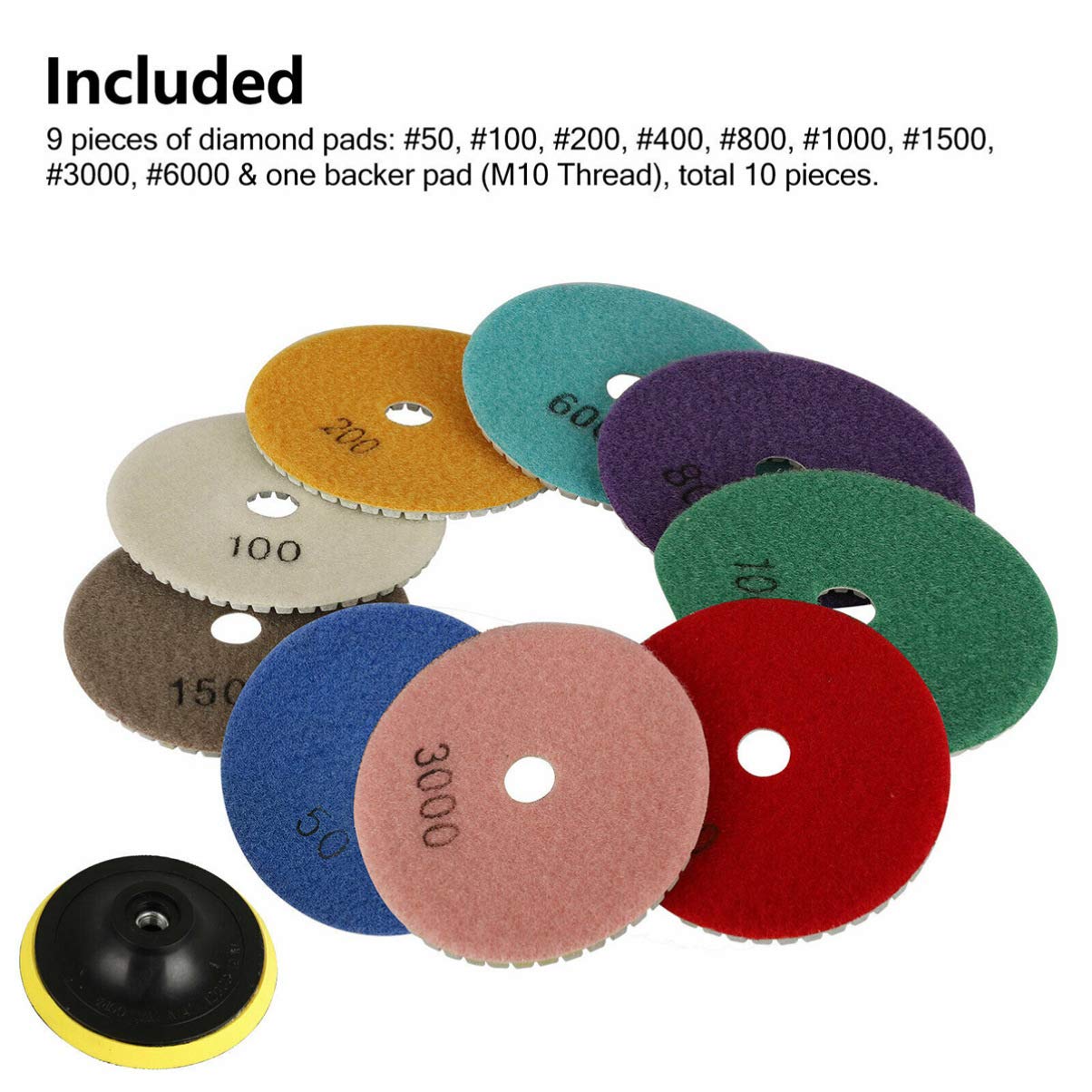 10 sztuk diamentowych podkładek polerskich ULTECHNOVO do betonu, granitu i marmuru - polerowanie na mokro - obrazek 2