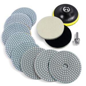 10 cm szlifierka diamentowa tarcza polerska z podkładką podkładową 5/8-11 12 sztuk zestaw podkładek do polerowania na mokro / suchy granit zestaw do szlifowania wiertarek buforów o ziarnistości 50-6000 do betonu marmuru kamienia