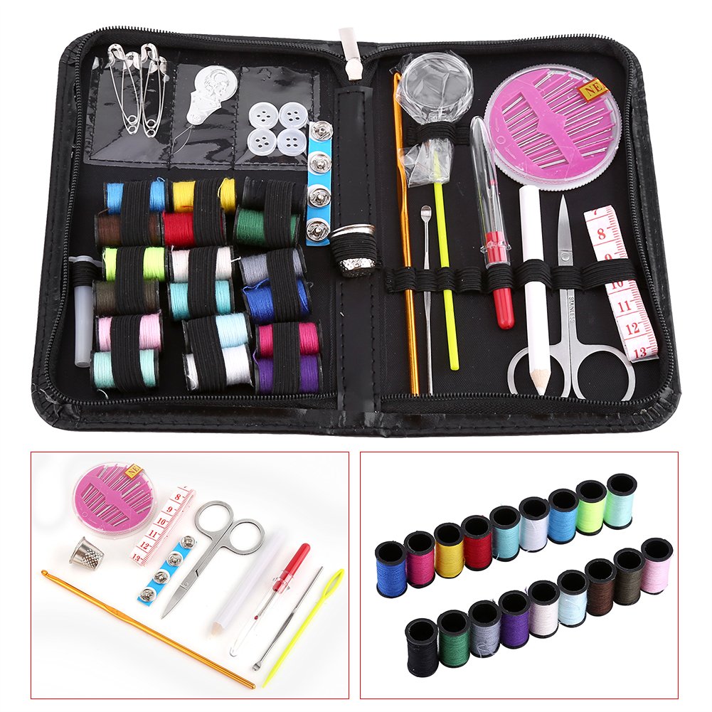 1 wielofunkcyjny zestaw do szycia małych nici i igieł z 18 szpulami nici 18 kolorów taśma miernicza nożyczki materiały krawieckie do naprawy domu - obrazek 2