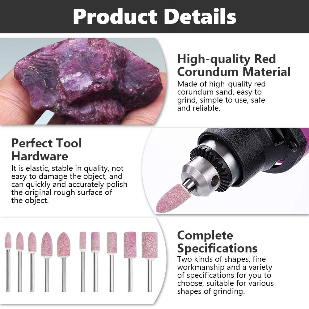 100 szt. głowic polerskich 3 mm trzpień ścierny kamień ścierny trzpień mocowany do kamienia akcesoria do szlifowania polerowania agatu formy jadeitowej miedź i aluminium - obrazek 5