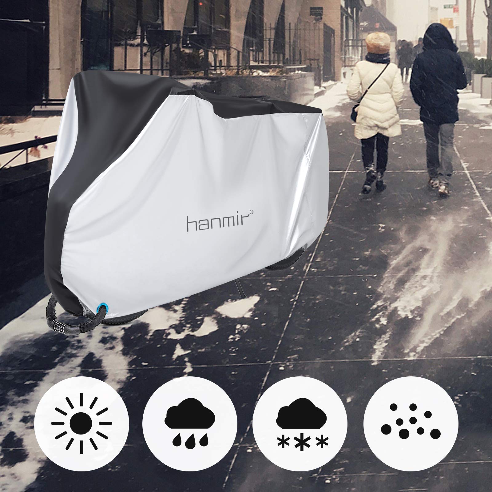 Pokrowiec na rower Hanmir hanmir-1 - przenośny, wodoodporny, pyłoszczelny, UV - 200 x 110 x 70 cm - obrazek 2