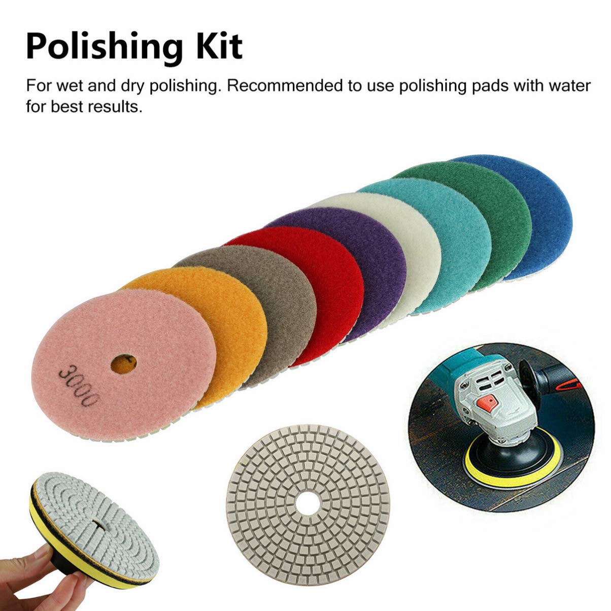 10 sztuk diamentowych podkładek polerskich ULTECHNOVO do betonu, granitu i marmuru - polerowanie na mokro - obrazek 5