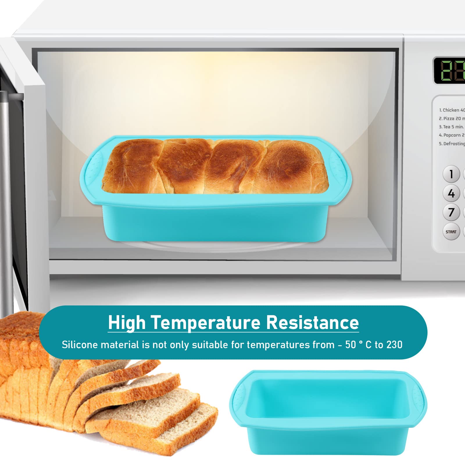 GEFIRE Prostokątna Forma Silikonowa do Ciasta 21x9x6 cm - Idealna Forma do Pieczenia Chleba i Ciast (Niebieska) - obrazek 4