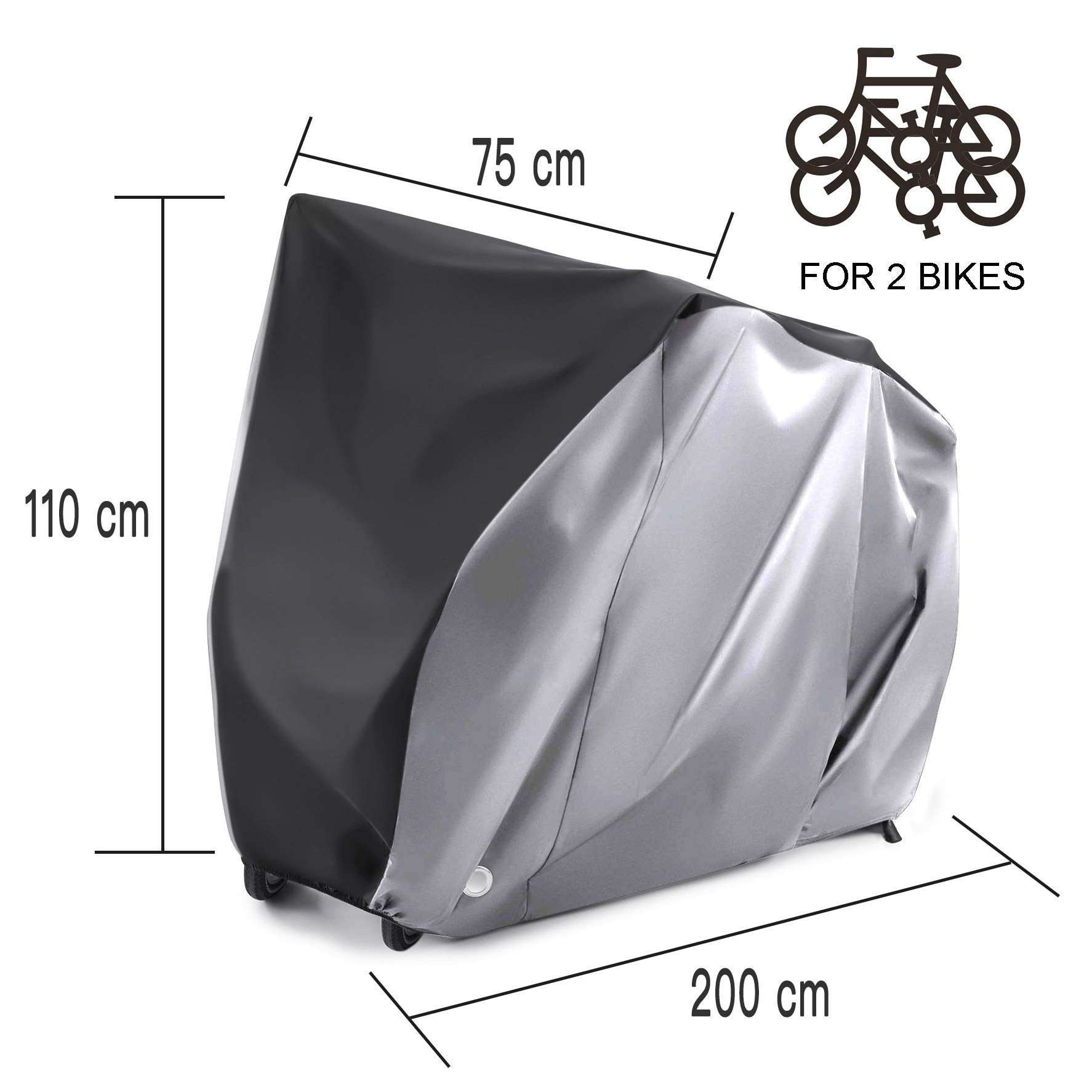 Alfheim Pokrowiec na rower na 2 rowery - 210D Oxford wytrzymały na zewnątrz - wodoodporne oddychające pokrowce rowerowe z 2 otworami na zamek antykradzieżowy - przeciwpyłowa rdza deszcz śnieg UV z torbą do przechowywania - obrazek 5